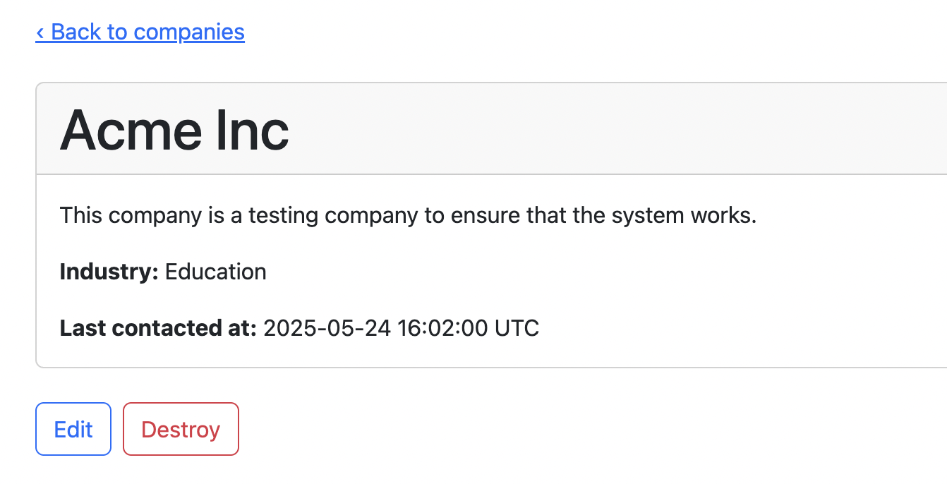 The company show page